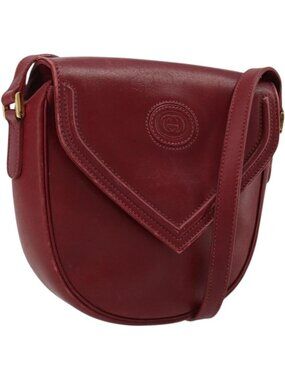 GUCCI Shoulder Bag Leather Red Gold 007 261 0081